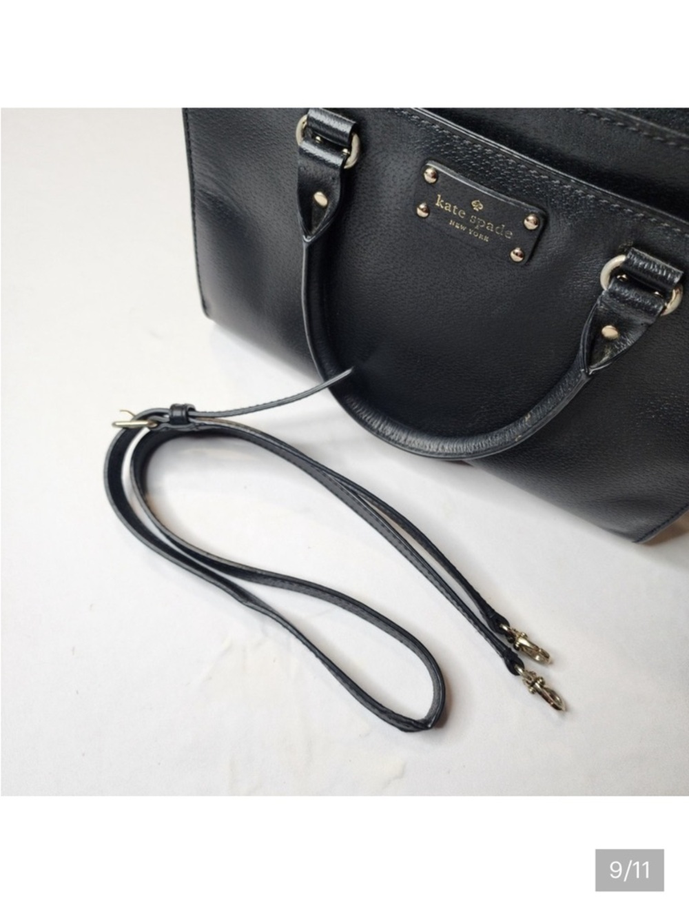 kate spade Black Leather Shoulder Bag with Detachable Strap